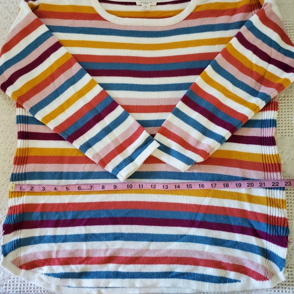 Westbound woman 1X striped colorful rainbow sweater sweatshirt top - Picture 9 of 13